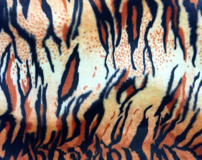 Orange tiger Animal print Velboa Fabric BY THE YARD 60"