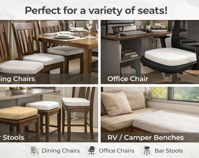 Replacement Chair Foam Cushion – 16x16 Upholstery Seat Pad, 3” Thick