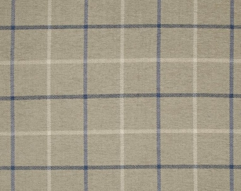 Pennington II rivera Plaid Blue Fabric by the yard upholstery drapery pillows bedding 54" wide
