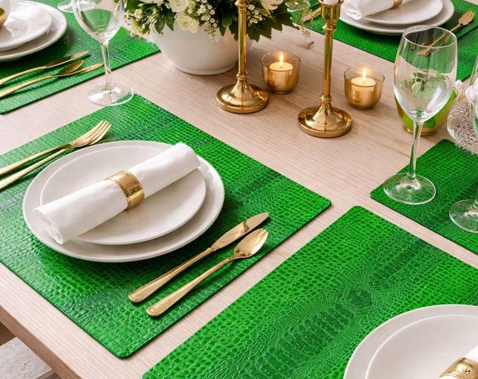 12"x18" placemats Swamp 3D embossed faux leather vinyl table  alligator place mats