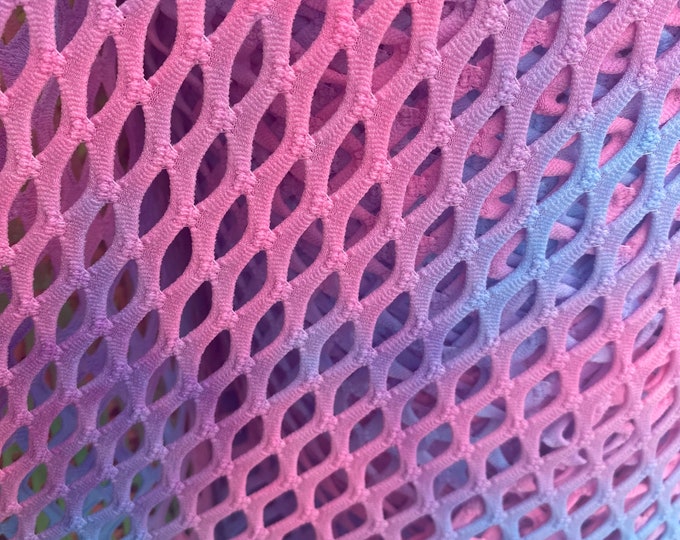 Pink/ blue Shiny Fishnet with Lurex Nylon Spandex 60" Sold by Yard  58" wide  Sportswear, Athletic