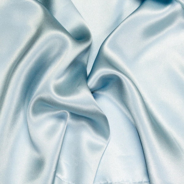 Baby blue solid 100% pure silk charmuse fabric sold by yard
