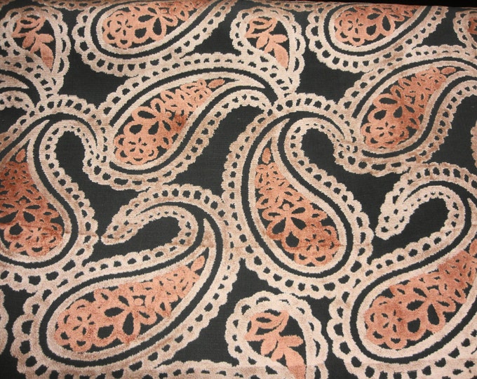 Blush Pipa Paisley Embossed Raised Velvet upholstery Drapery Fabric per yard 56" Wide
