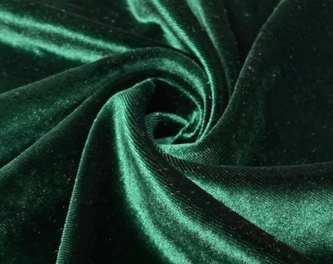 Hunter green stretch velvet fabric 60" Wide by the yard