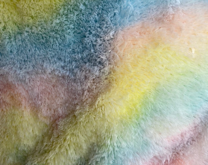 Rich silky  Bear Skin  Rainbow pastel Fabric 58" Wide Sold by the Yard