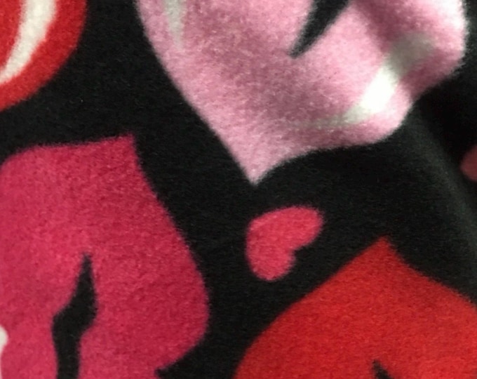 Big lips hearts Fleece Polar  By The Yard 60" Wide Blanket  clothes quilts