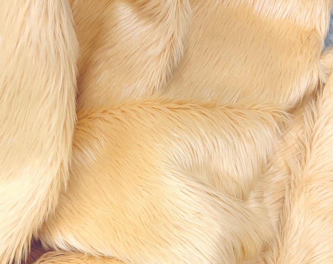 Camel shaggy faux fur upholstery fabric  yard 60" wide