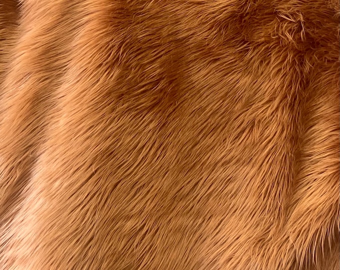 Caramel Fur faux fake shaggy fabric by the yard 60" wide