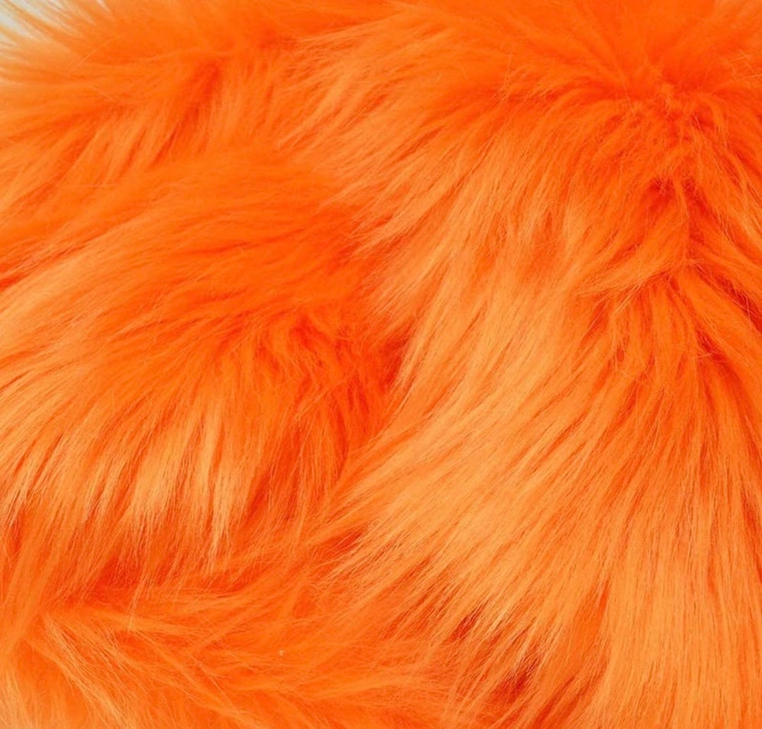 Orange Shaggy Faux Fur Upholstery Fabric Yard 60 Wide Etsy