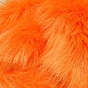 Orange  shaggy faux fur upholstery fabric  yard 60&quot; wide