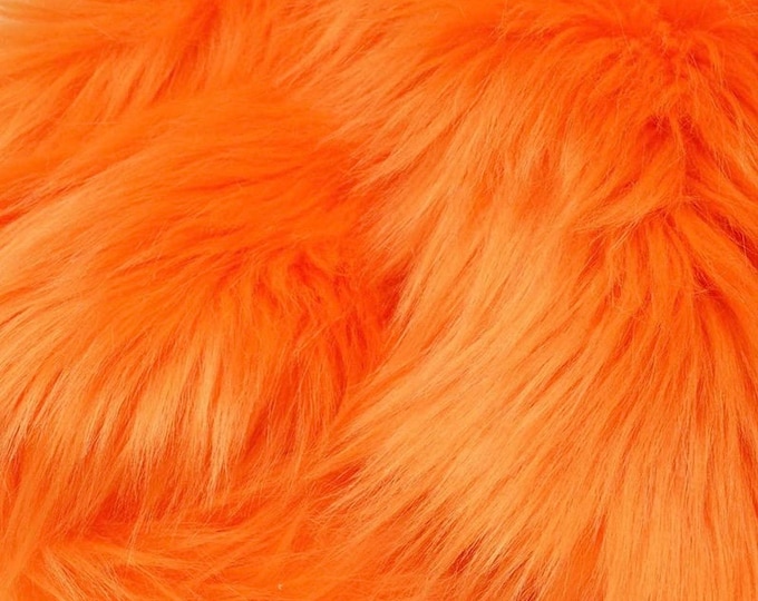 Orange  shaggy faux fur upholstery fabric  yard 60" wide
