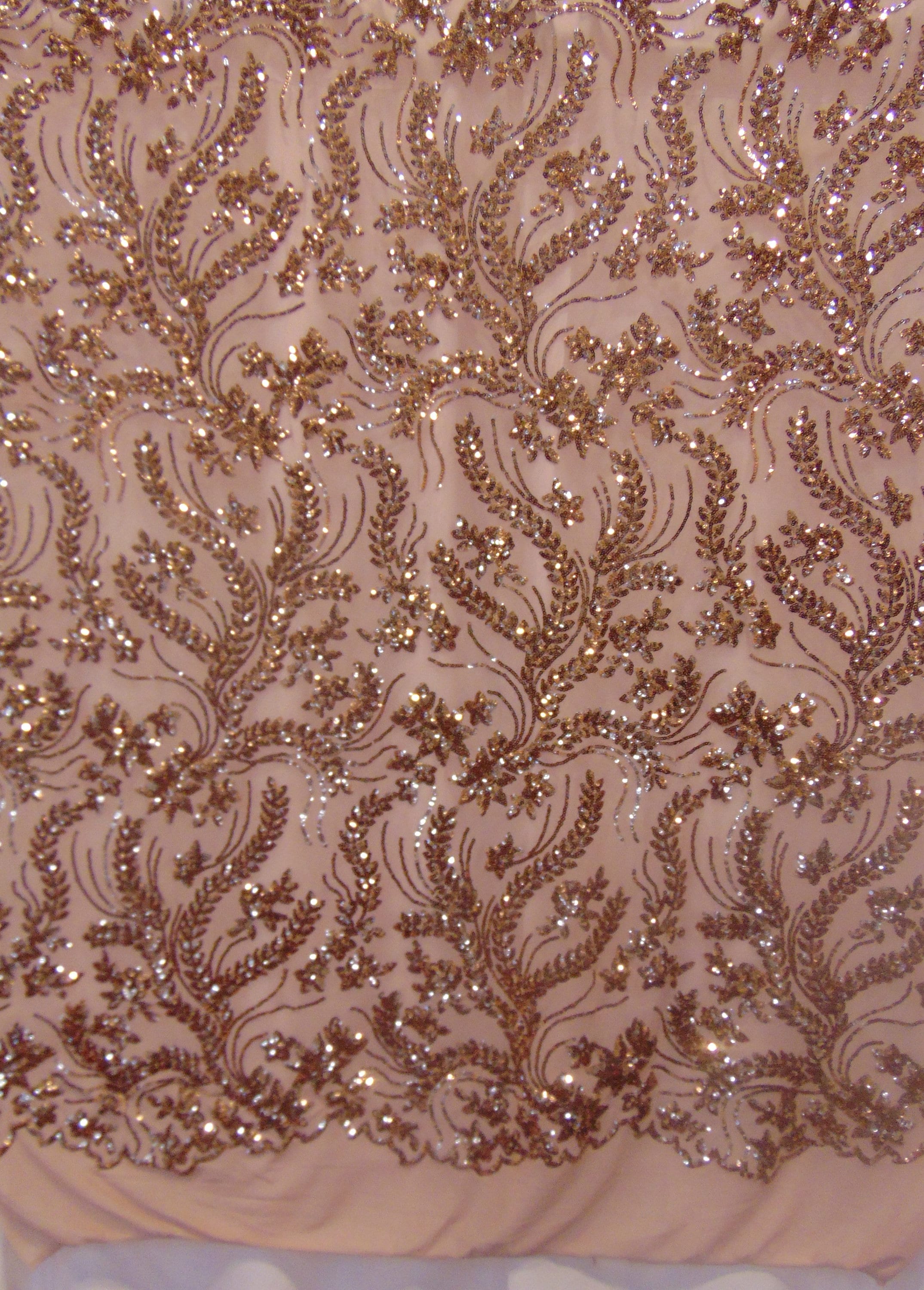 6 1/4 Wide Lace Band Gold Geo Stretch Lace, Galloon Double Edge