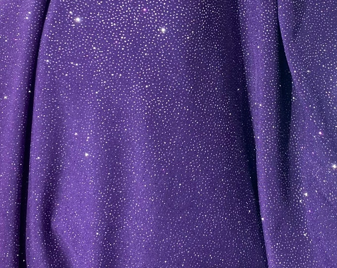 Purple Nylon Spandex silver sparkling Fabric 4 Way Stretch 58" Wide Sold by The Yard