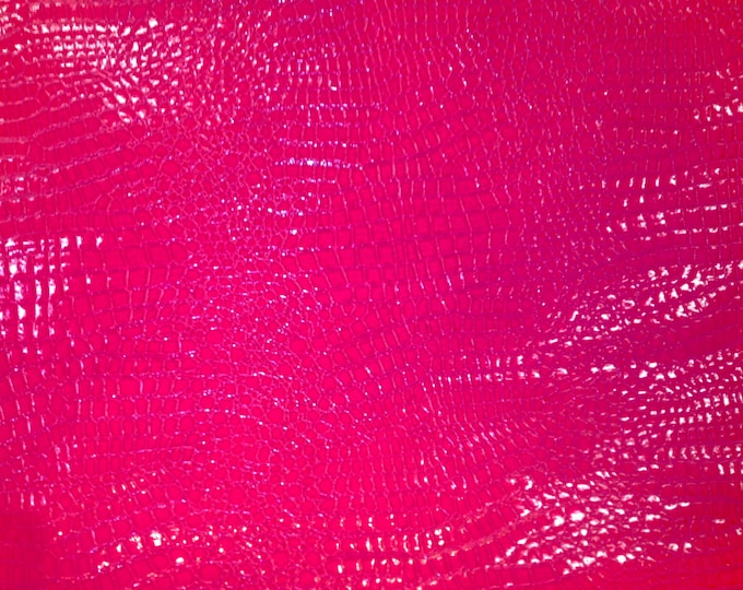 Crocodile Fuchsia faux leather upholstery vinyl fabric sold per yard 54" Wide