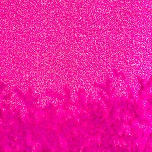 Neon pink sequin stretch velvet with feathers , 4-Way stretch  fabric by the yard 60&quot; Wide