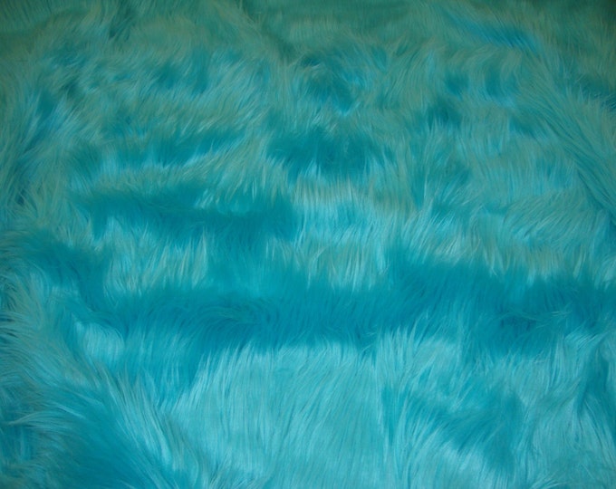 Fur Faux fake Aqua shaggy faux fur upholstery custom fabric by the yard 60" wide
