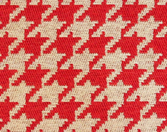 Chenille Red houndstooth Upholstery Drapery fabric by the yard 54” Wide