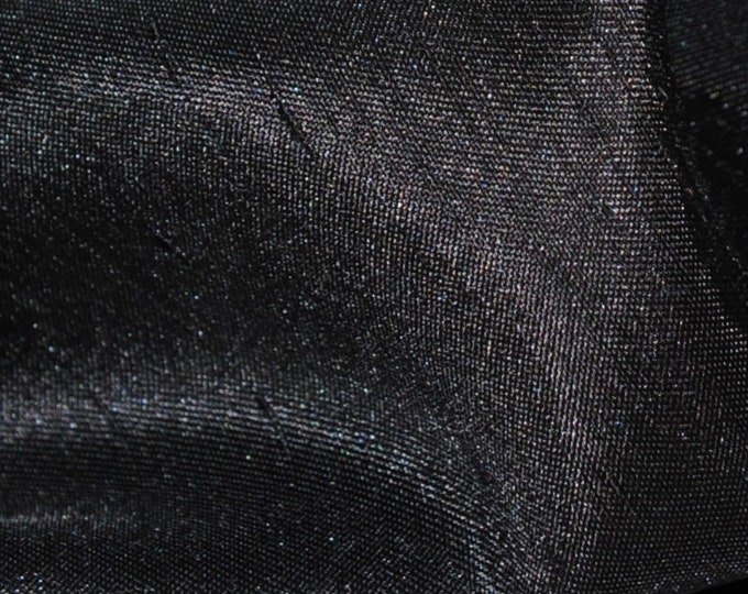 Satin Shantung Solid Fabric Black / 60" Wide / Sold by the yard