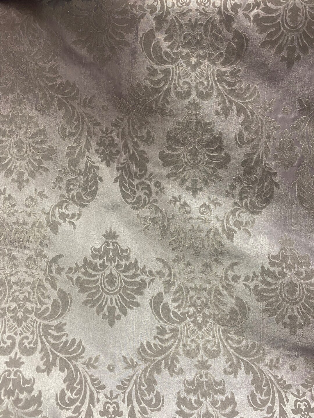 Damask Taffeta Flocking Gray on Silver Fabric per Yard 60” Wide - Etsy