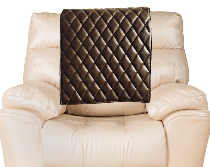 Padded Dark Brown Quilted Vinyl, Sofa, Loveseat, Chaise, Theater Seat, RV Cover, Chair, Headrest Pad, Recliner Head Cover, Protector