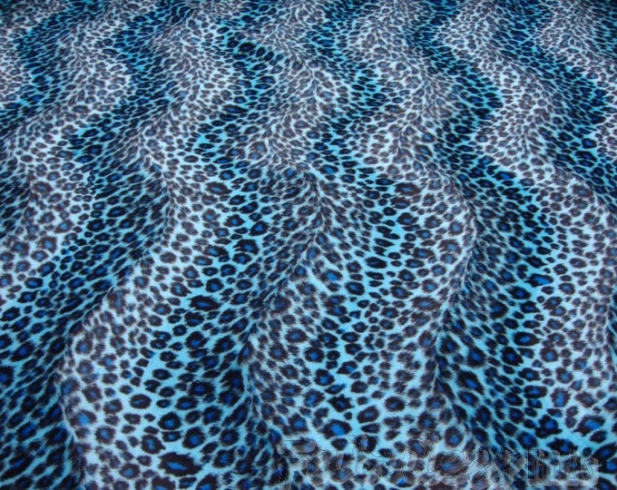 Blue/ Black Cheetah spots Animal Print Velboa Fabric BY THE YARD 60" Wide