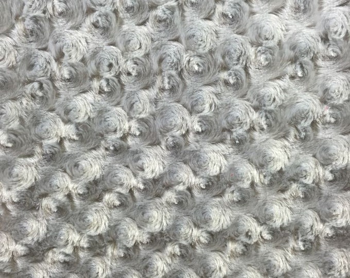 Minky Rosebud /silver soft fabric BY THE YARD 60" Wide