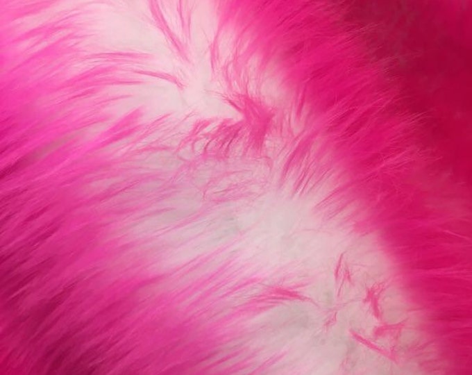 Faux Fur fake White With hot pink Frosted tips fabric 60" Wide sold by the yard