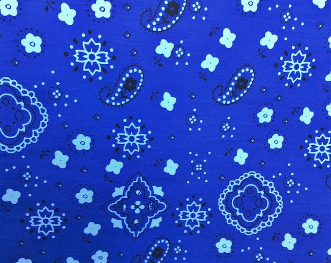 Royal blue Poly Cotton BANDANA print 58"/59" By yard