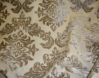 Archive color Damask reversible chenille upholstery drapery fabric per yard