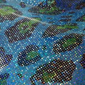 Blue leopard spandex dance swimsuits 4 way stretch 58&quot; wide