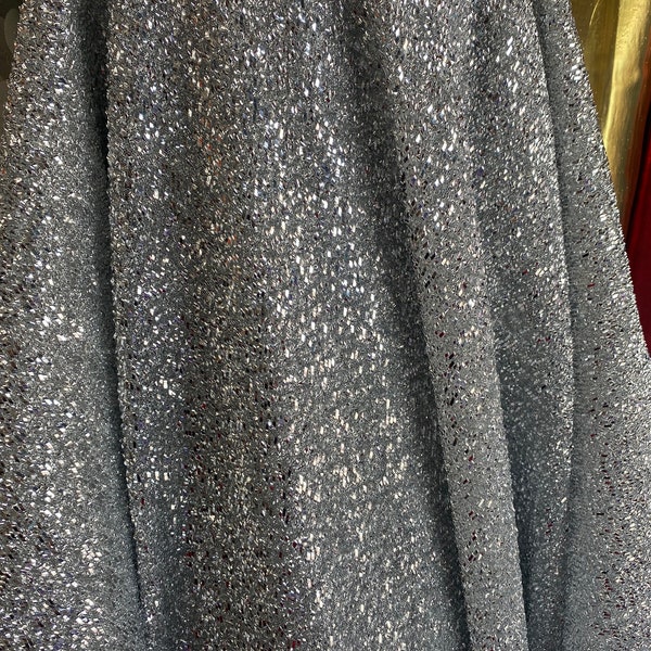 Silver Tinsel Metallic Lame Fabric, sold by the Yard