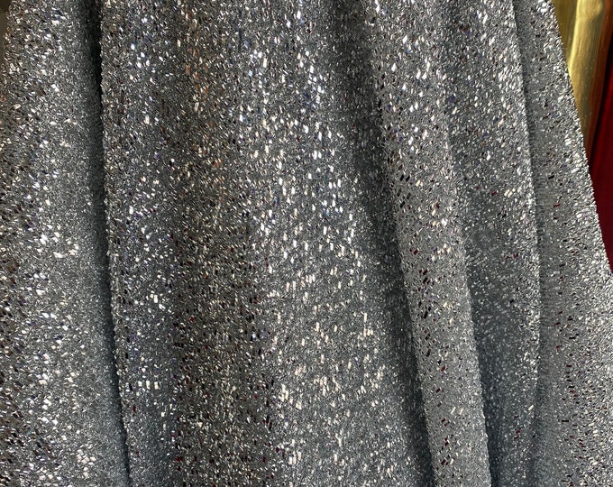 Silver Tinsel Metallic Lame Fabric, sold by the Yard