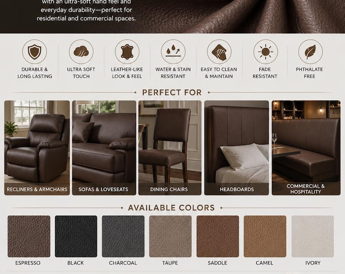 PAX pebbled Faux Leather feel,  seats repair ,furniture ,automotive handbag upholstery
