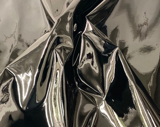 Black Vinyl faux leather Chrome Mirror Glossy Fabric Upholstery