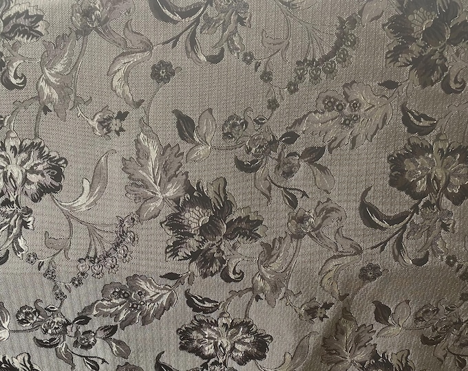 1 yard Gray/black  floral damask jacquard fabric per yard 54” wide