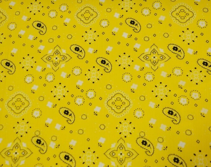 Yellow bandana cotton print paisley print 58"/59" By yard