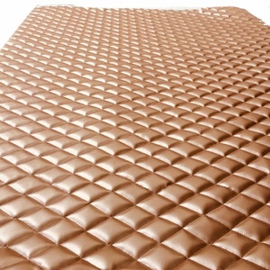 Rose Gold PVC  Diamond Quilted Faux Leather Vinyl foam backed fabric Automotive headliner headboard upholstery 52&quot; Wide