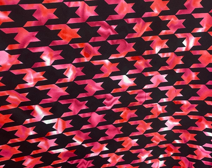 Houndstooth red/ black Spandex, 4 way stretch 58" wide