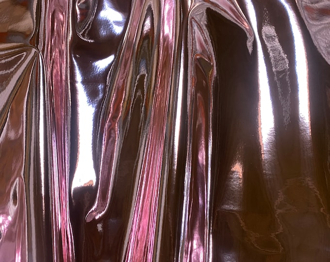 Pink Chrome Mirror Glossy Vinyl Leatherettes Fabric for Shoes Bags Clothing Upholstery Sewing