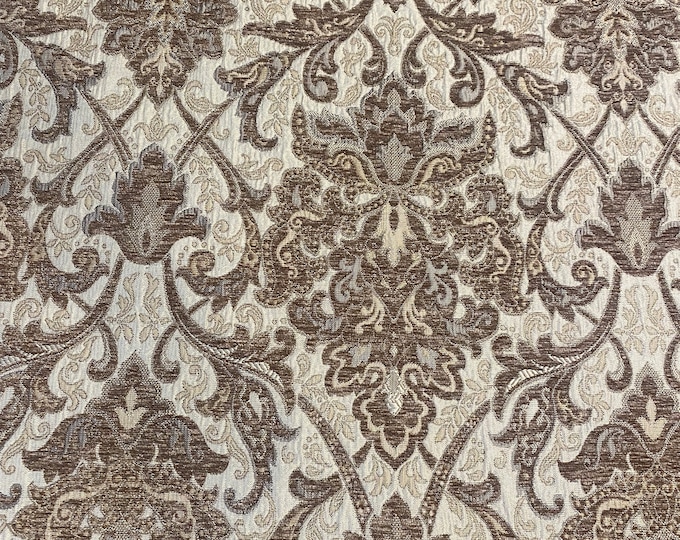 Desert Damask Chenille Upholstery Drapery fabric by the yard 57" Wide