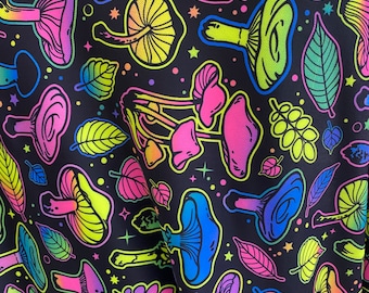 Mushroom multi neon colors Spandex Fabric by the yard