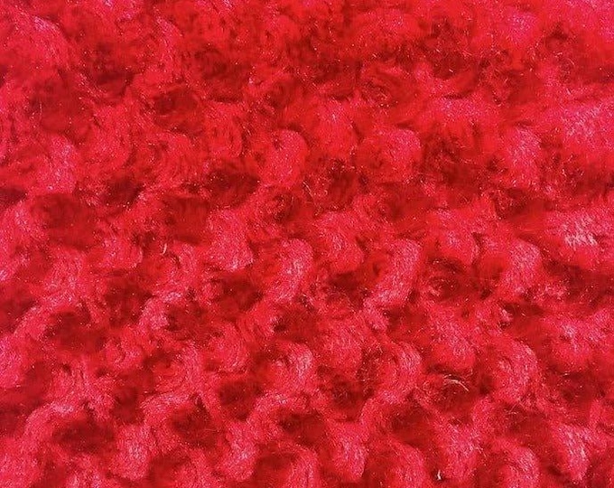 Minky Red Rose Bud  fabric by the yard 58" wide