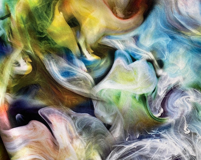 Multi color smoke blown Nylon Spandex print fabric yard