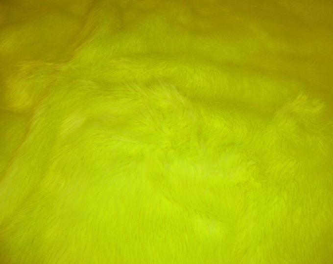 Fluorescent yellow shaggy faux fur upholstery custom fabric by the yard 60" wide