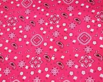 Fuchsia bandana cotton print paisley print 58"/59" By yard