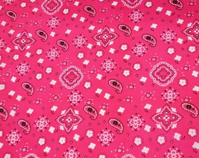Fuchsia bandana cotton print paisley print 58"/59" By yard