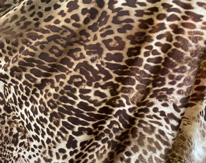 Brown leopard nylon spandex iridescent foil 4way 58/60"