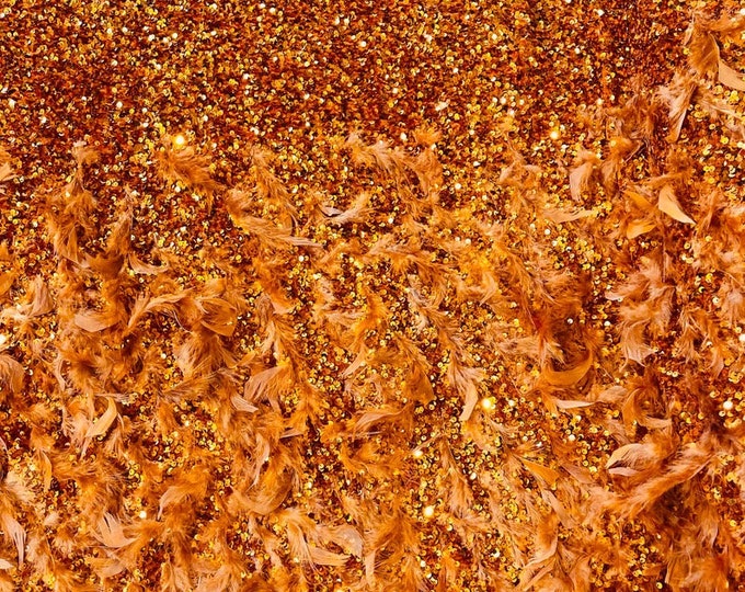 Order sequin stretch velvet with feathers , 4-Way stretch  fabric by the yard 60" Wide