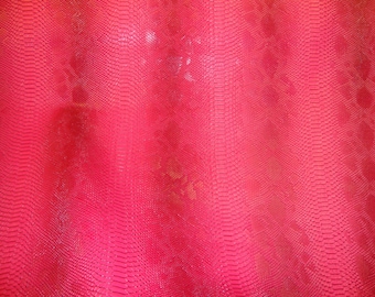 Fuchsia Snake Viper vinyl  leather  Embossed upholstery fabric sold by the yard 54" Wide