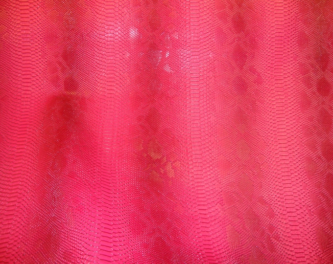 Fuchsia Snake Viper vinyl  leather  Embossed upholstery fabric sold by the yard 54" Wide